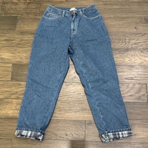 L.L. Bean Blue Original Fit with Plaid Cuffs